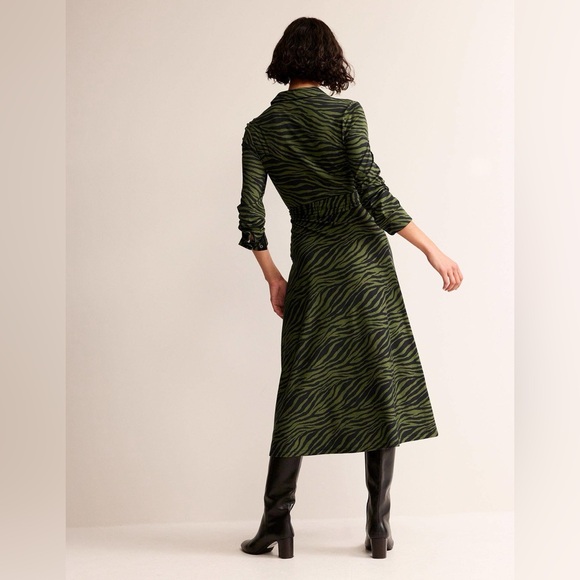 Boden Laura Jersey Midi Shirt Dress Oregano Animal Tiger Print size US 6 Regular - Picture 2 of 10